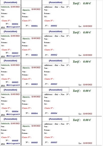 Planche Ticket Vestiaire Cintre