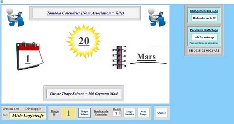 Tombola calendrier Paramétrage